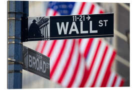 Quadro em plexi-alumínio Wall Street Signs in Manhattan, New York City