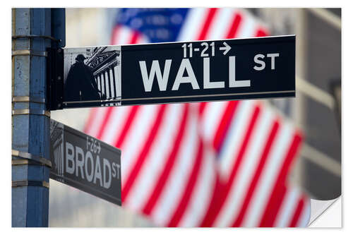 Vinilo para la pared Wall Street Signs in Manhattan, New York City