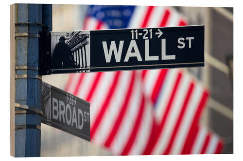 Holzbild Wall Street Zeichen in Manhattan, New York City