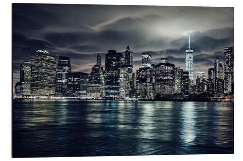 Aluminium print Manhattan at night, New York City