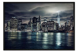 Gerahmter Kunstdruck Manhattan bei Nacht, New York City