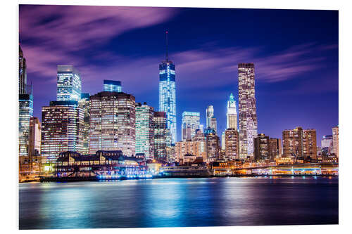 Foam board print Night panorama of Manhattan in New York