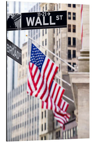 Print på aluminium Wall street skilt, New York Stock Exchange