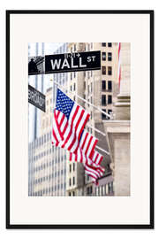 Gerahmter Kunstdruck Wall Street-Zeichen mit New York Stock Exchange