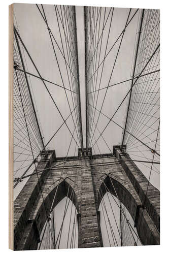 Hout print Brooklyn Bridge in New York