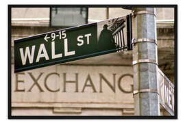 Gerahmter Kunstdruck Wall Street - Straßenschild