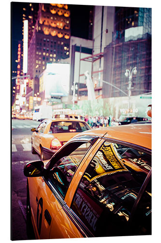 Tableau en aluminium Yellow Cabs by night