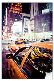 Selvklebende plakat Yellow Cabs and City Lights