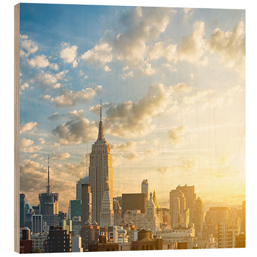 Hout print Sunrise in Manhattan, New York