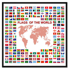 Gerahmter Kunstdruck Flaggen der Welt
