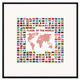Ingelijste kunstdruk Flags of the world