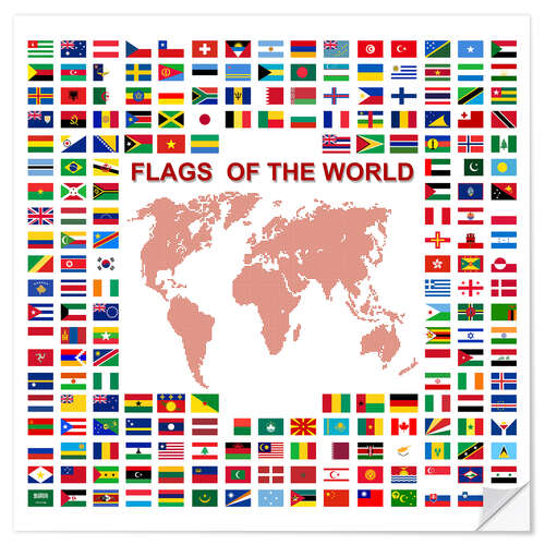 Selvklebende plakat Flags of the world