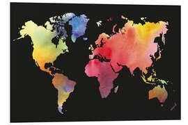 Foam board print World map in Watercolor