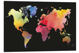 Magnettafel Weltkarte in Aquarell