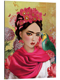 Magnettafel Frida Kahlo mit Papagei