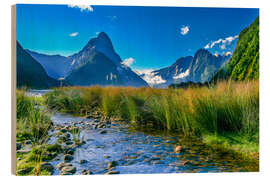 Holzbild Milford Sound Neuseeland