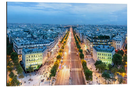 Aluminium print PARIS - Champs-Elysees evening