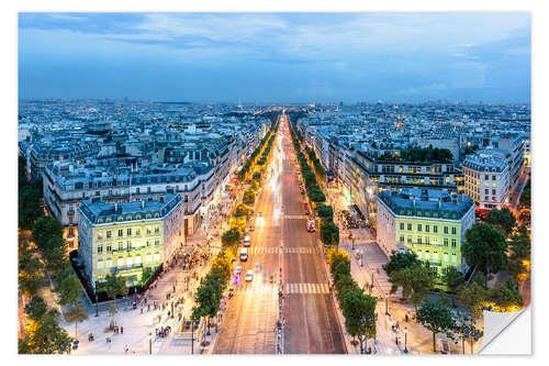 Självhäftande poster PARIS - Champs-Elysees evening