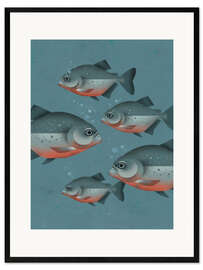 Gerahmter Kunstdruck Piranhas
