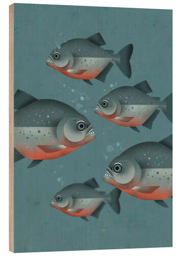 Holzbild Piranhas