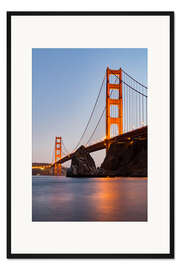 Gerahmter Kunstdruck San Francisco Golden Gate Bridge bei Sonnenuntergang