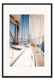 Gerahmter Kunstdruck Segelschiff mit weißen Segeln