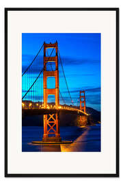 Gerahmter Kunstdruck Golden Gate Bridge bei Sonnenuntergang, San Francisco