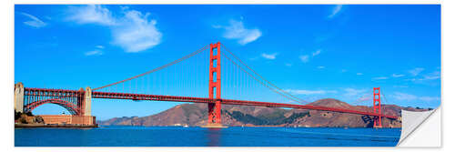 Selvklebende plakat panoramic view of Golden Gate Bridge