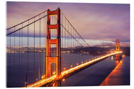 Stampa su vetro acrilico  Il Golden Gate Bridge di notte, San Francisco