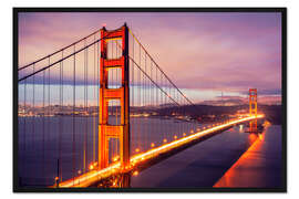 Gerahmter Kunstdruck Die Golden Gate Bridge in der Nacht, San Francisco