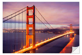 Selvklebende plakat Golden Gate Bridge i skumringen, San Francisco