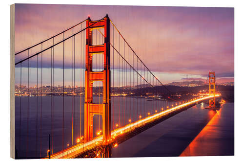 Puutaulu The Golden Gate Bridge at dusk, San Francisco