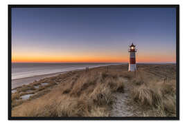 Gerahmter Kunstdruck Insel Sylt - Leuchtturm Sylt Ost (Sonnenaufgang)