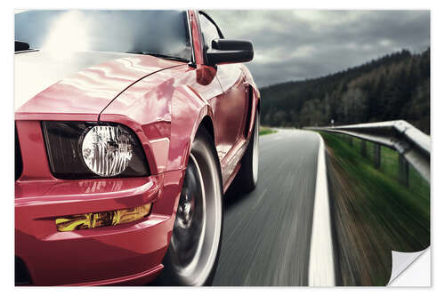 Selvklebende plakat Red Mustang