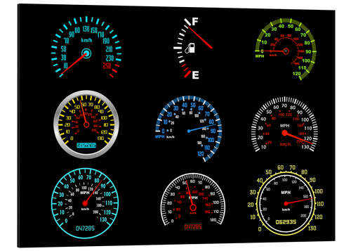 Aluminium print Speedometers for mph Fans