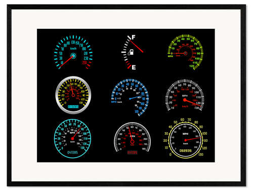 Framed art print Speedometers for mph Fans