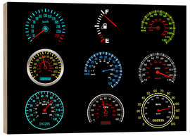 Cuadro de madera Speedometers for mph Fans