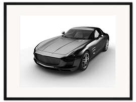 Gerahmter Kunstdruck schwarzer Roadster