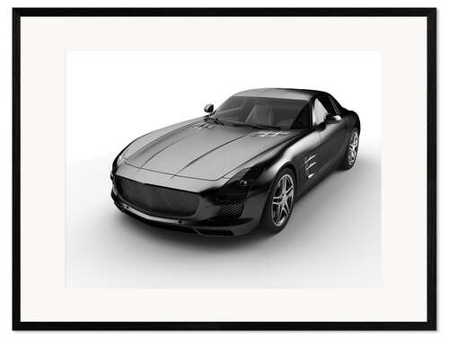 Gerahmter Kunstdruck schwarzer Roadster