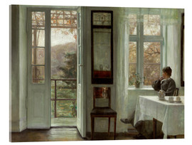 Acrylglasbild Frau des Künstlers an einem Fenster - Carl Holsøe