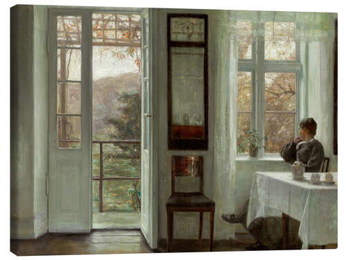 Canvas print Woman of the artist at a window