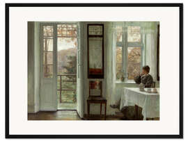 Gerahmter Kunstdruck Frau des Künstlers an einem Fenster