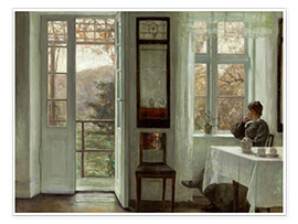 Tableau  Femme de l&#039;artiste à une fenêtre - Carl Holsøe