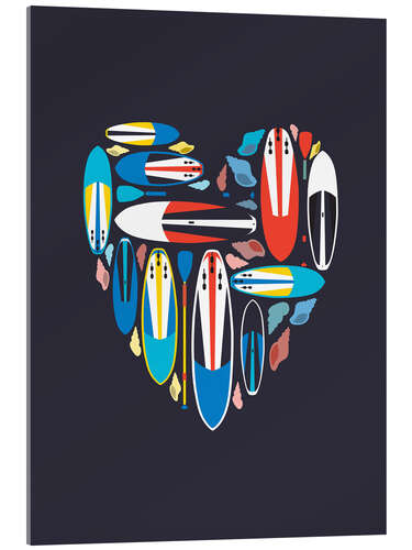 Quadro em acrílico Amor pelo surf