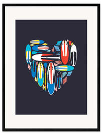Gerahmter Kunstdruck Surfboardliebe