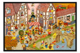 Gerahmter Kunstdruck Mein Dorf im Herbst