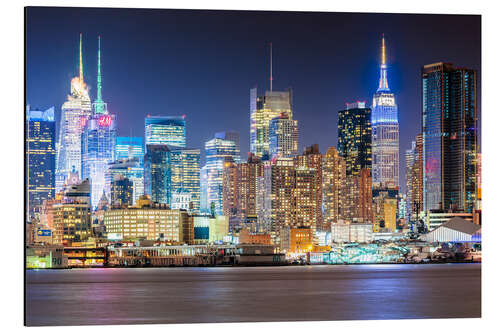 Tableau en aluminium Manhattan Skyline in Neon Colors