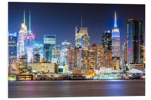 Foam board print Manhattan Skyline in Neon Colors