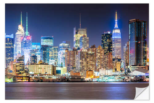 Adesivo murale Manhattan Skyline in Neon Colors