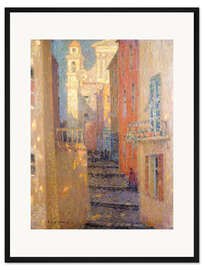 Gerahmter Kunstdruck Die Straße zur Kirche
